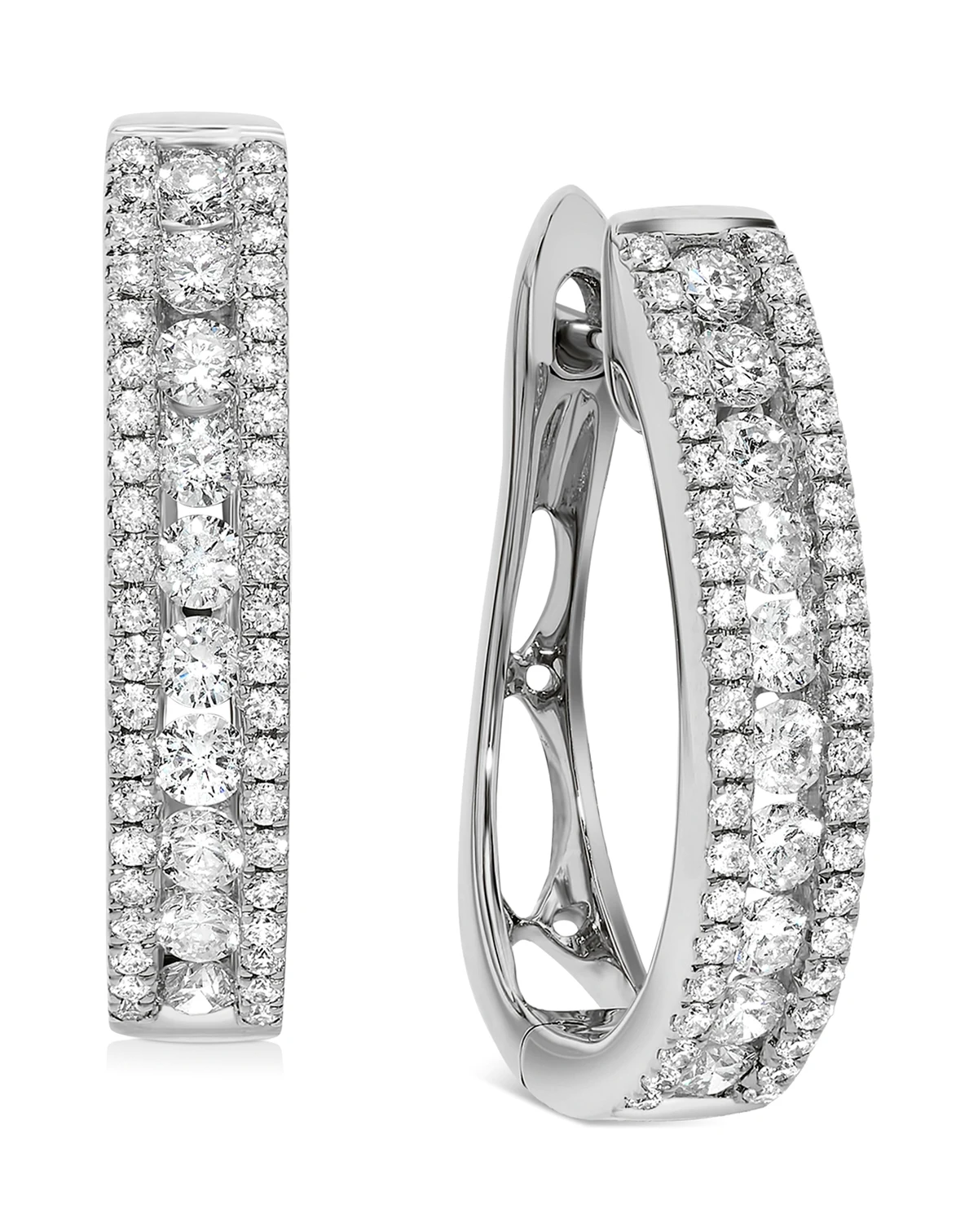 Diamond Oval Hoop Earrings (1 ct. t.w.) in 14k White Gold