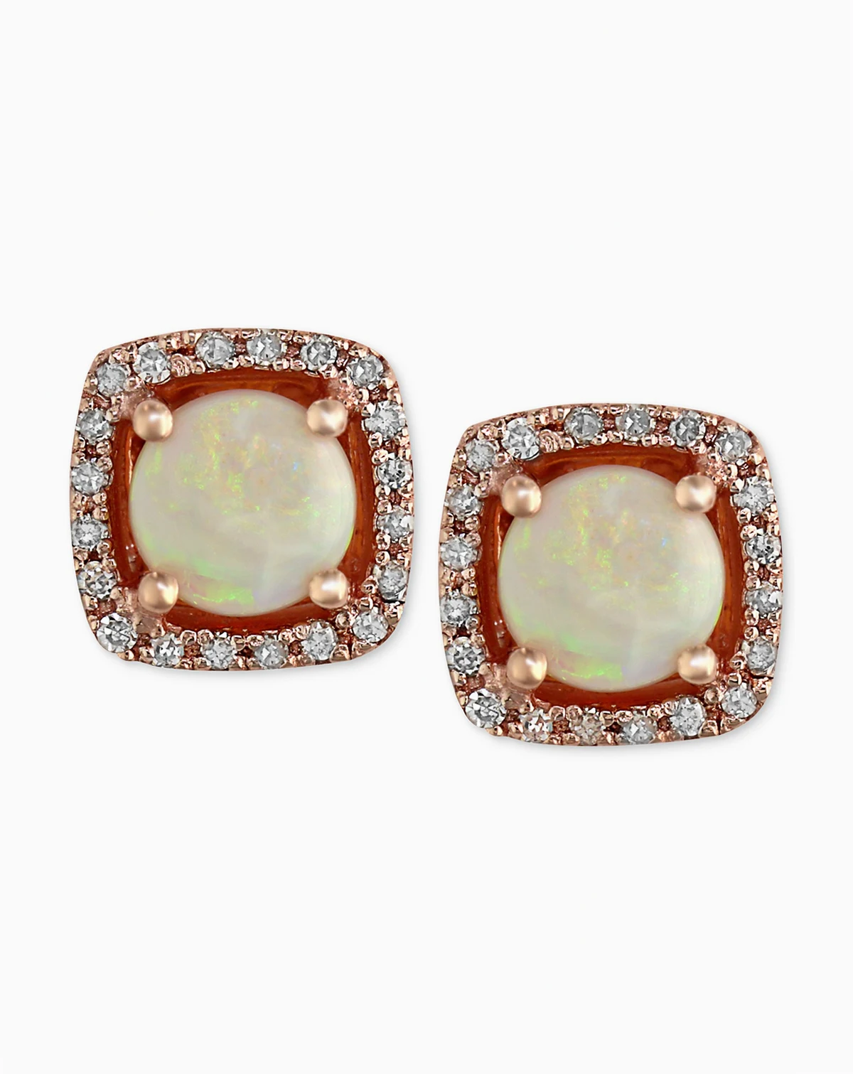 EFFY® Opal (3/4 ct. t.w.) and Diamond (1/8 ct. t.w.) Stud Earrings in 14k Rose Gold