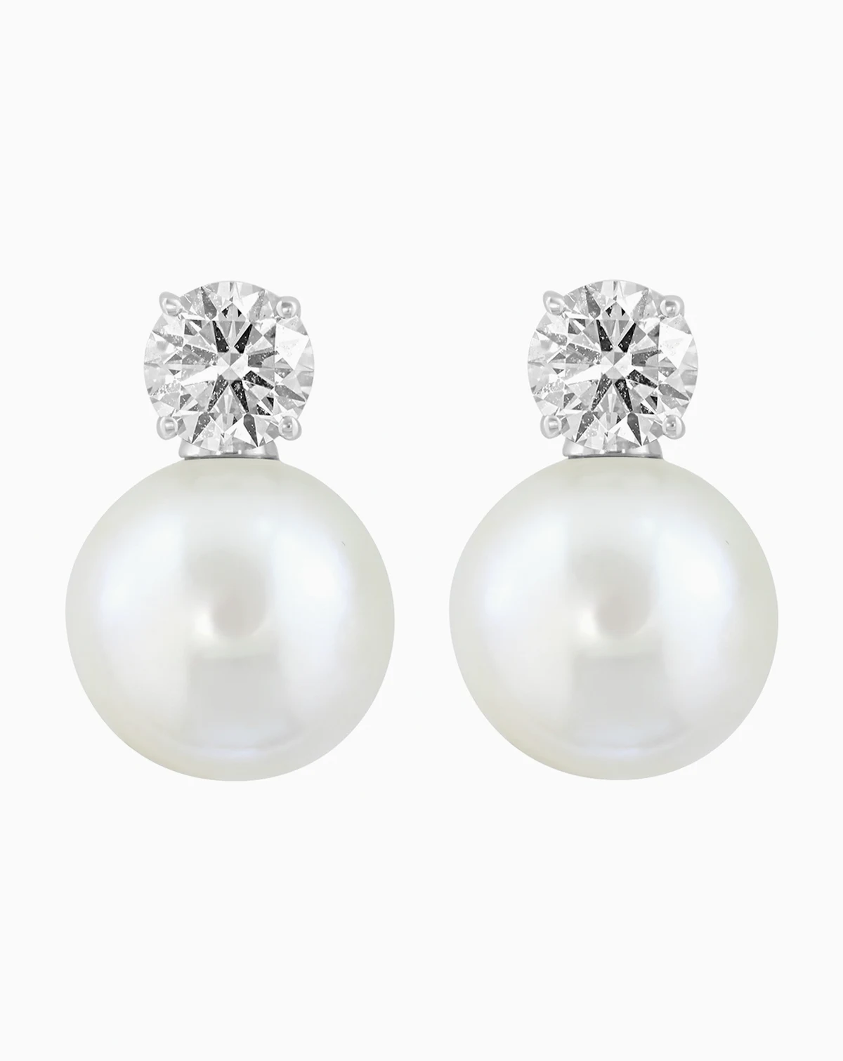 Cultured Freshwater Pearl (10mm) and Lab Grown Diamond (1 ct. t.w.) Stud Earrings in Sterling Silver