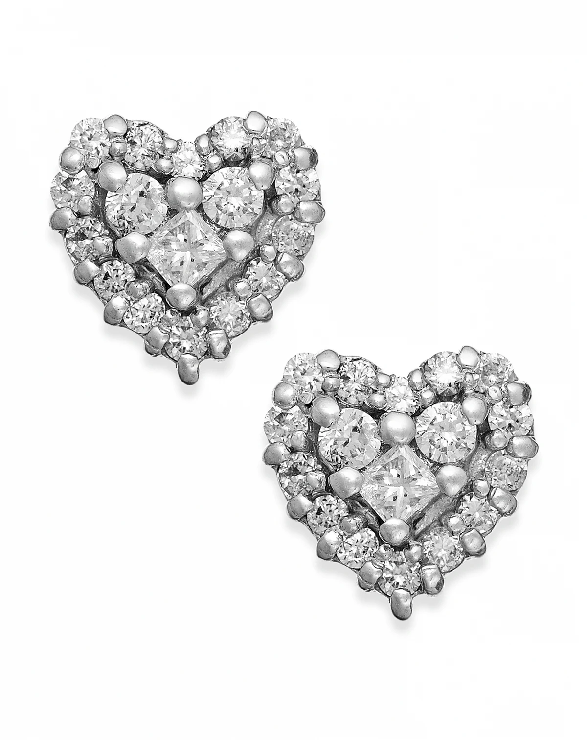 EFFY® Diamond Heart Stud Earrings (1/2 ct. t.w.) in 14k White Gold (Also available in Yellow Gold)