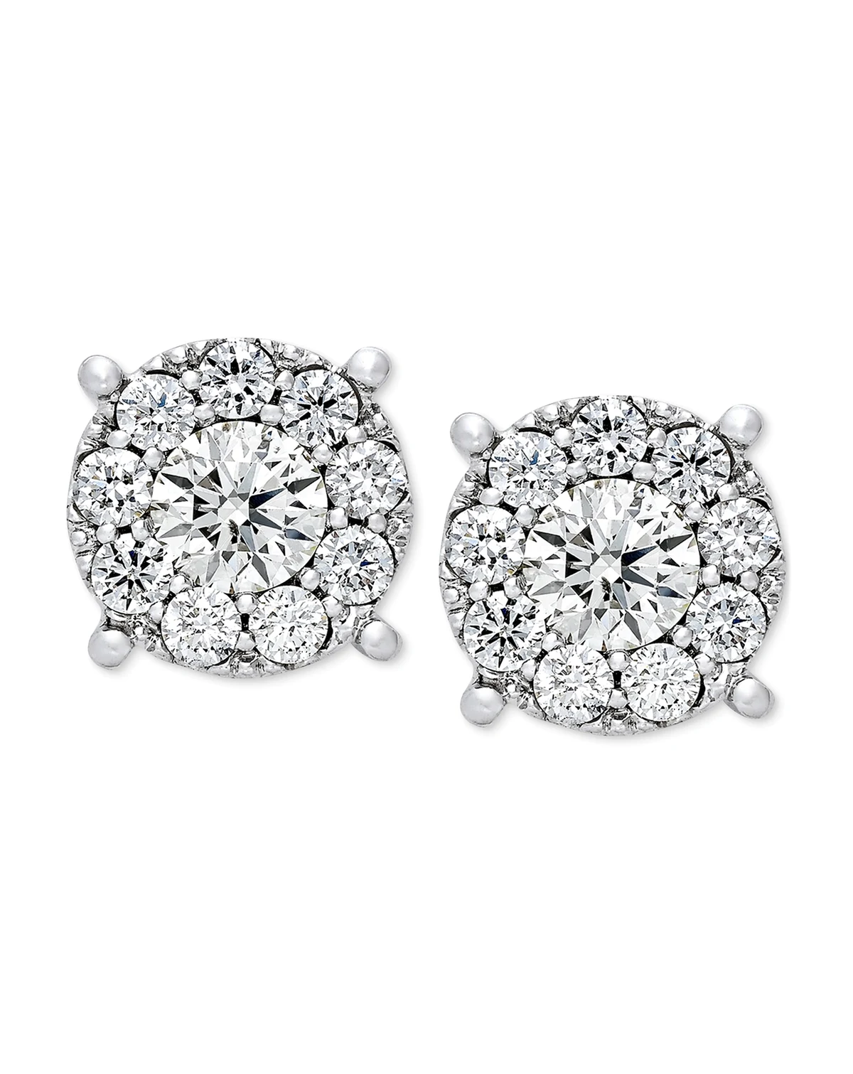 Diamond Cluster Stud Earrings (1/2 ct. t.w.) in 14k White Gold