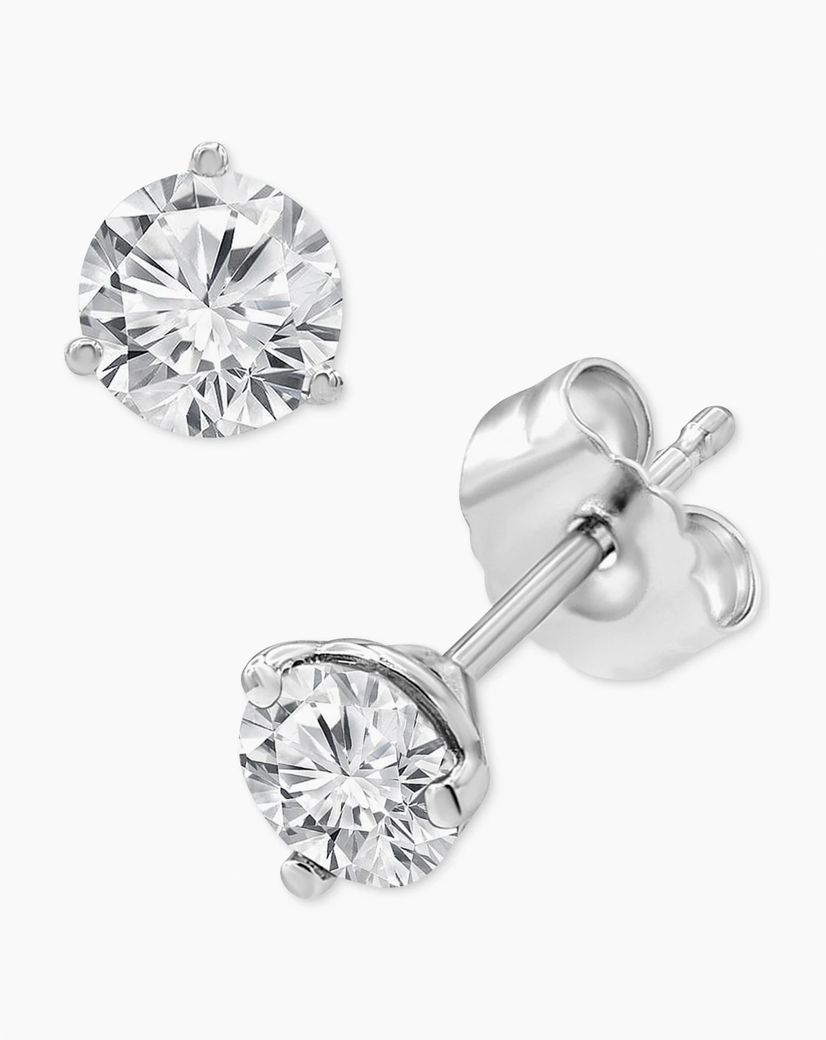 Diamond Three Prong Stud Earrings (1 ct. t.w.) in 14k White Gold