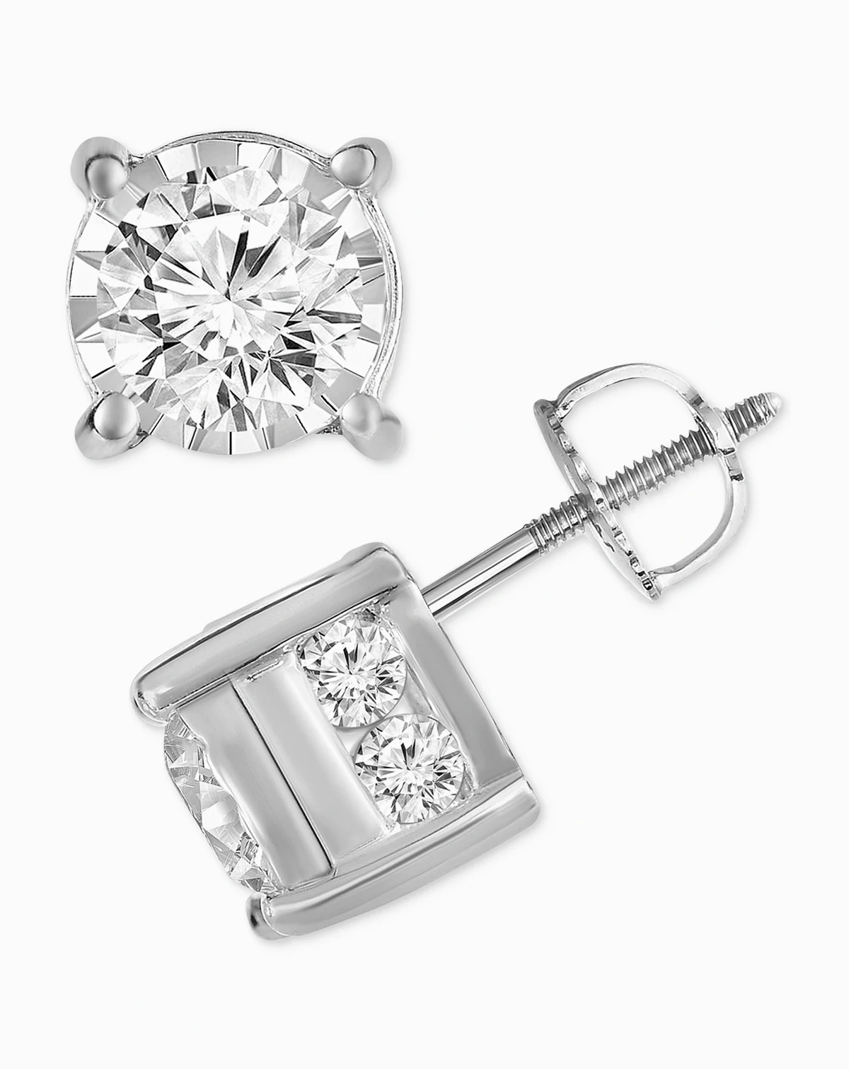 TruMiracle® Diamond Side Accent Stud Earrings (1-1/2 ct. t.w.) in 14k White Gold
