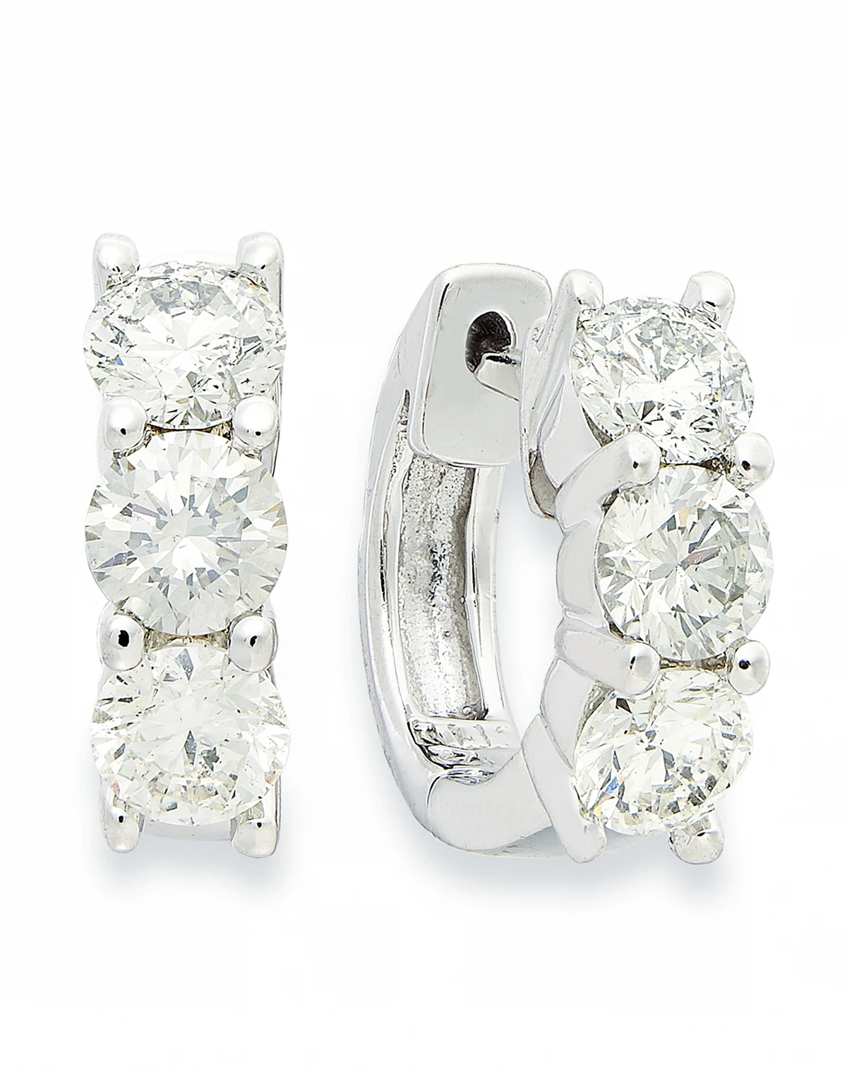 Diamond Small Hoop Earrings in 14k White Gold (1-1/2 ct. t.w.)