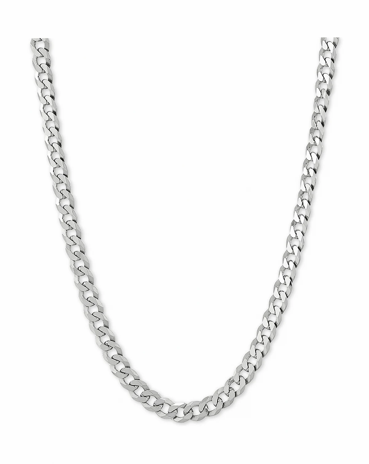 Flat Curb Link 18" Chain Necklace in Sterling Silver