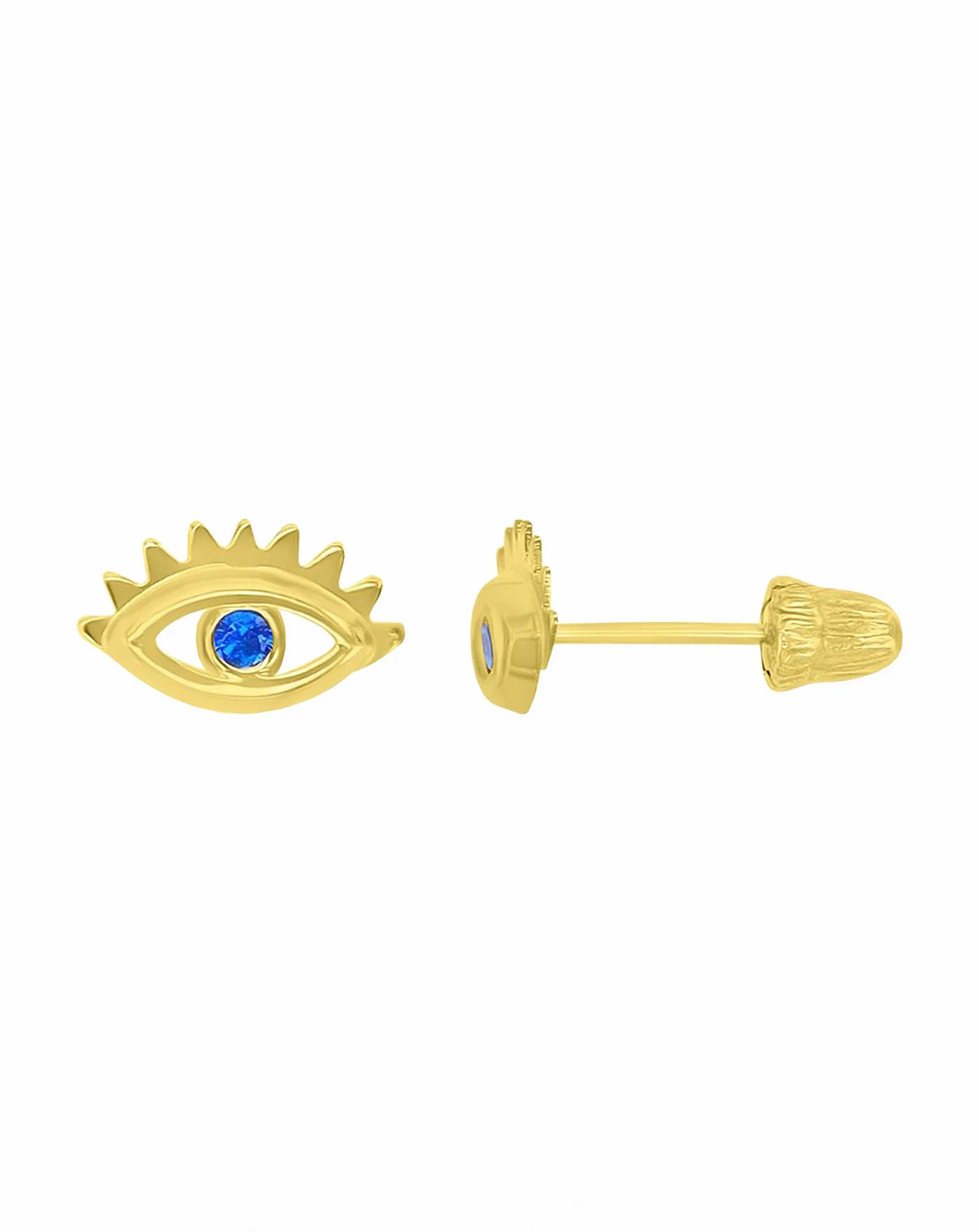 14k Yellow Gold Evil Eye Stud Earrings