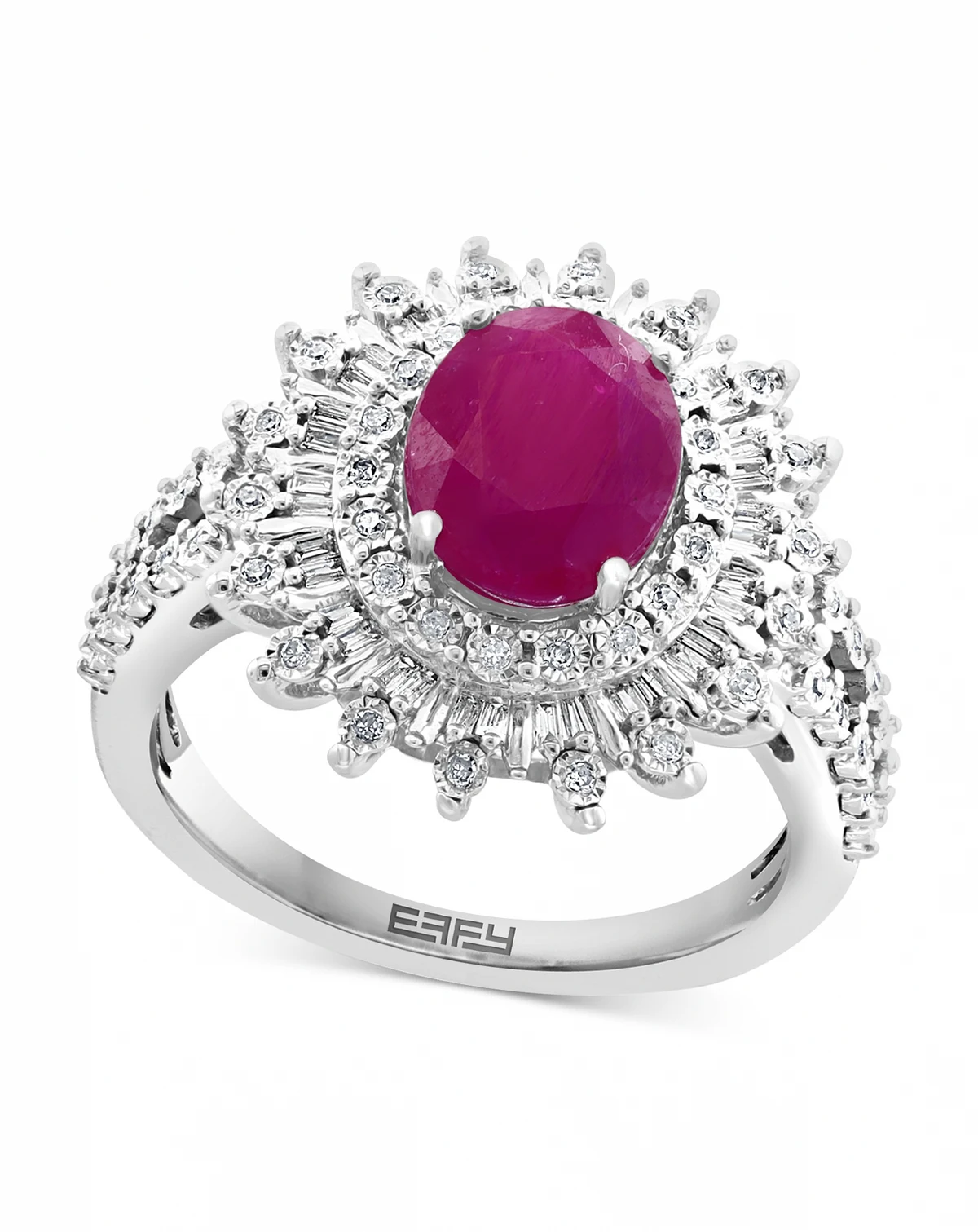 EFFY® Ruby (1-7/8 ct. t.w.) & Diamond (1/4 ct. t.w.) Halo Statement Ring in 14k White Gold (Also in Sapphire and Emerald)
