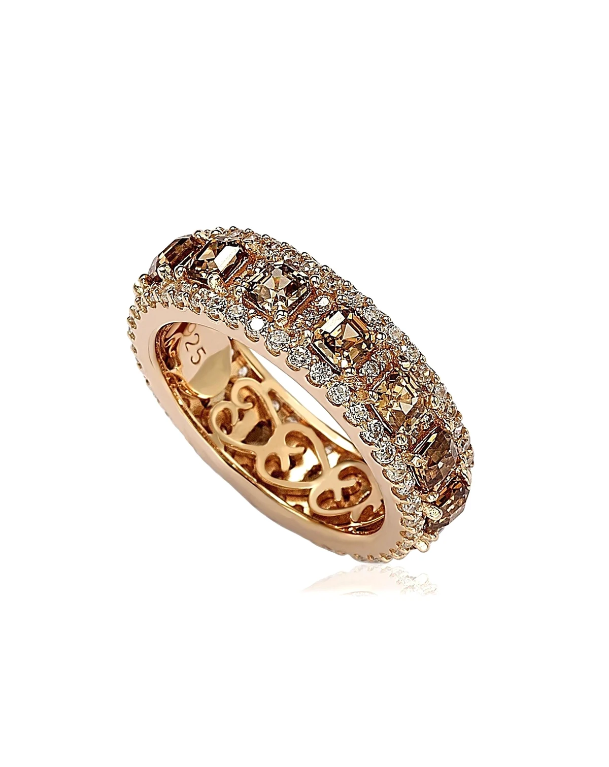 Suzy Levian Sterling Cubic Zirconia Modern Eternity Band Ring