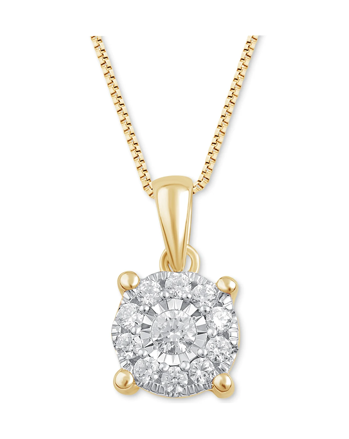 Diamond Halo 18" Pendant Necklace (1/3 ct. t.w.) in 14k White, Yellow or Rose Gold