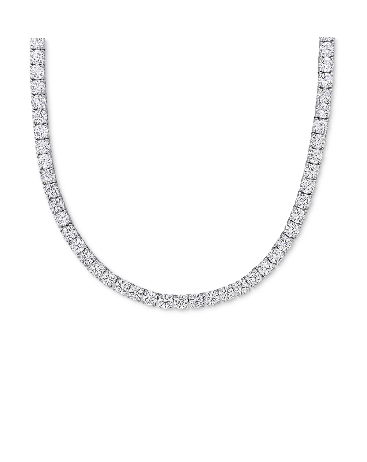 Lab Grown White Sapphire Tennis Necklace  (33 ct. t.w.) in Sterling Silver, 18" (Also Available in 18k Gold Plated over Sterling Silver)