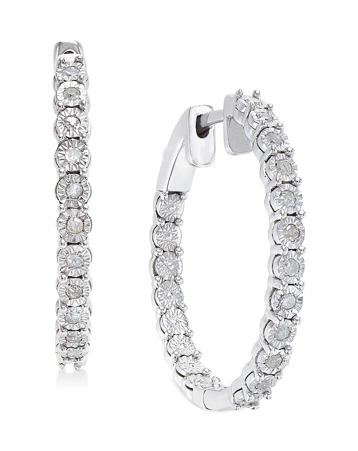 Diamond Hoop Earrings (1/4 ct. t.w.) in Sterling Silver