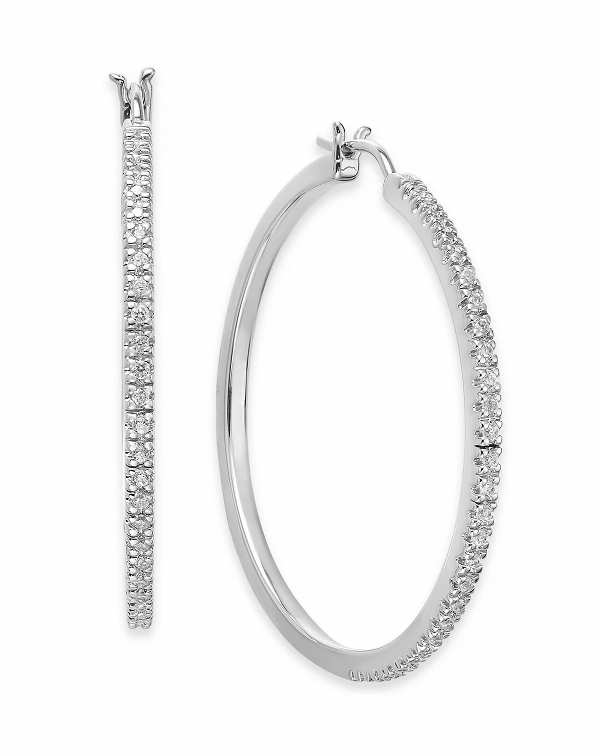 Diamond Hoop Earrings (1/4 ct. t.w.) in Sterling Silver, 14k Gold-Plated Sterling Silver or 14k Rose Gold-Plated Sterling Silver