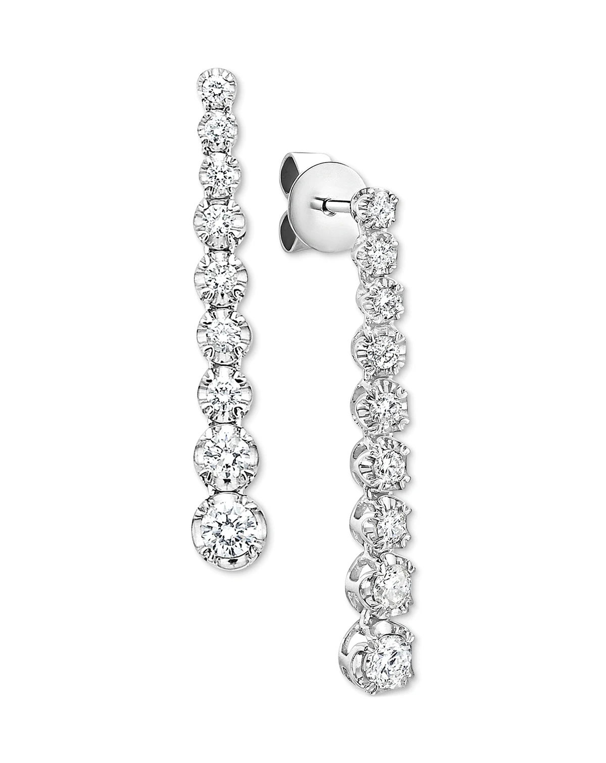 Diamond Graduated Linear Drop Earrings (3/4 ct. t.w.) in 14k White Gold