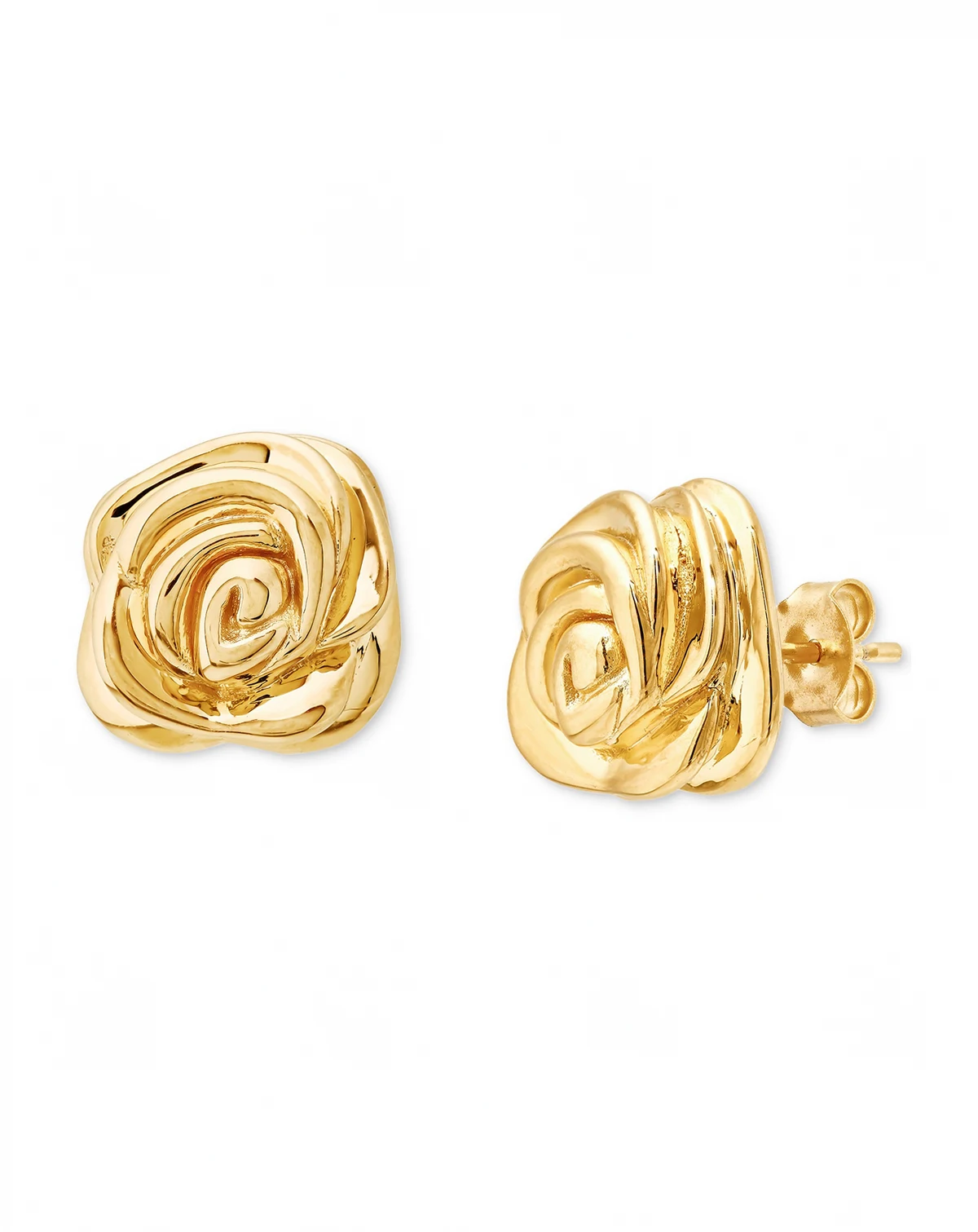 Polished Rose Stud Earrings in 14k Gold