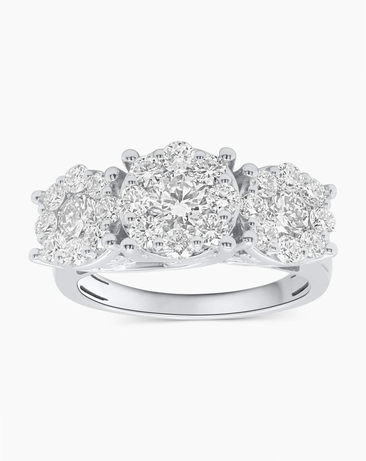 Lab-Grown Diamond Three Stone Ring (2 ct. t.w.) in Sterling Silver or 14k Gold-Plated Sterling Silver