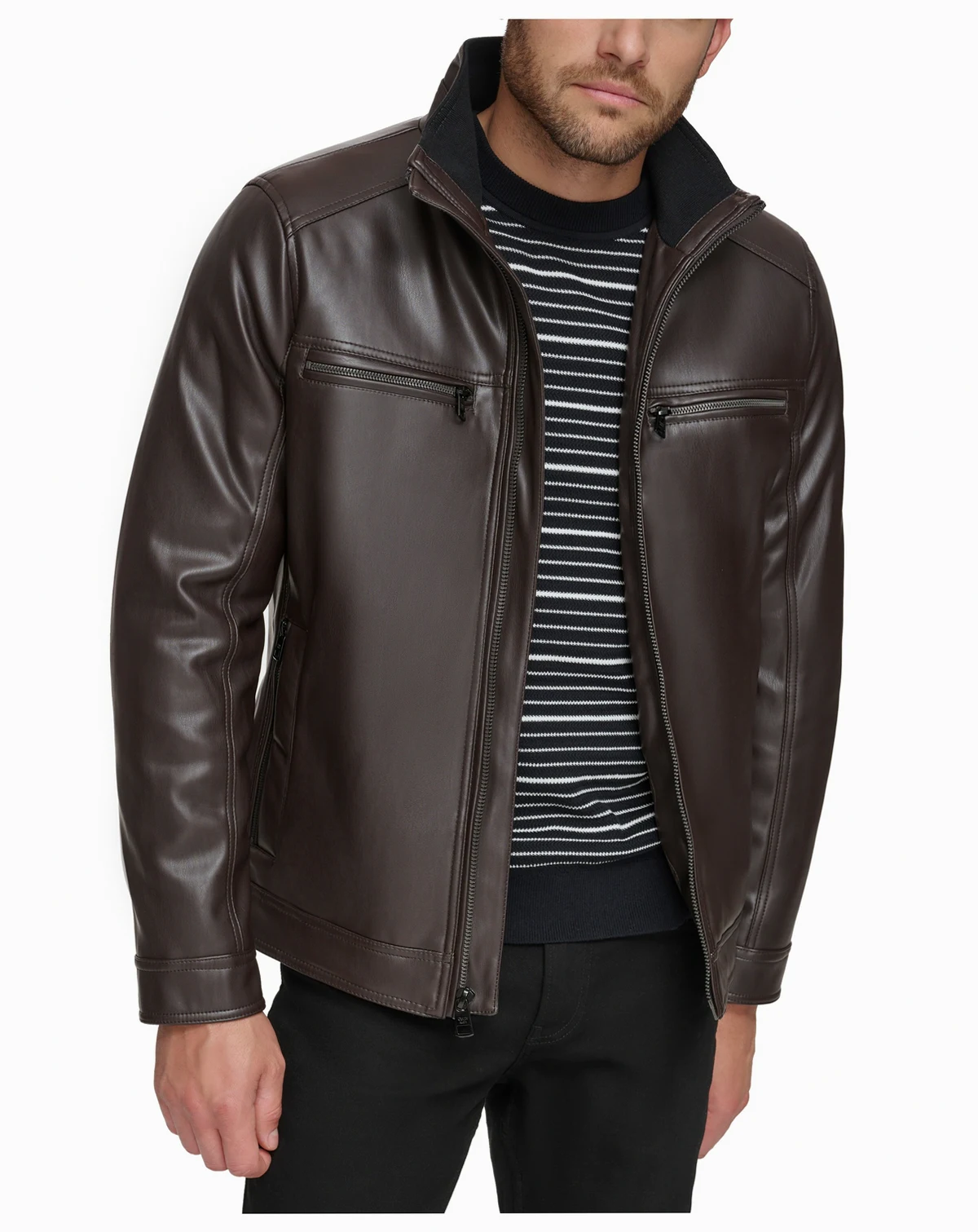Men's Faux Leather Moto Jacket, Created for Macy's