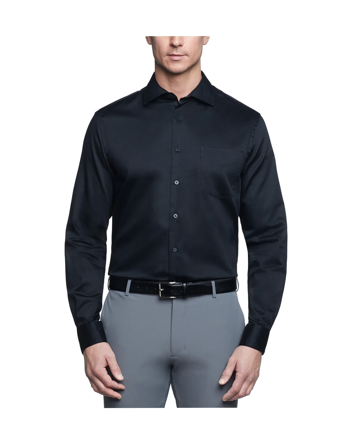 Men's Classic/Regular Fit Stretch Wrinkle Free Sateen Dress Shirt