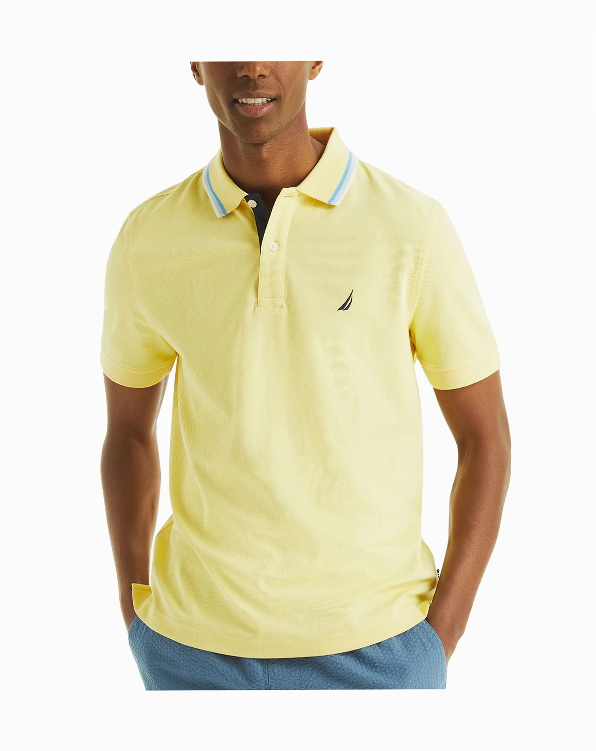 Men's Textured Tipped Collar Polo Shirt
