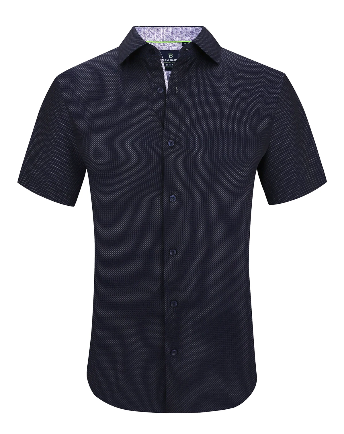 Men's Slim Fit Short Sleeve Performance Stretch Button Down Dress Shirt