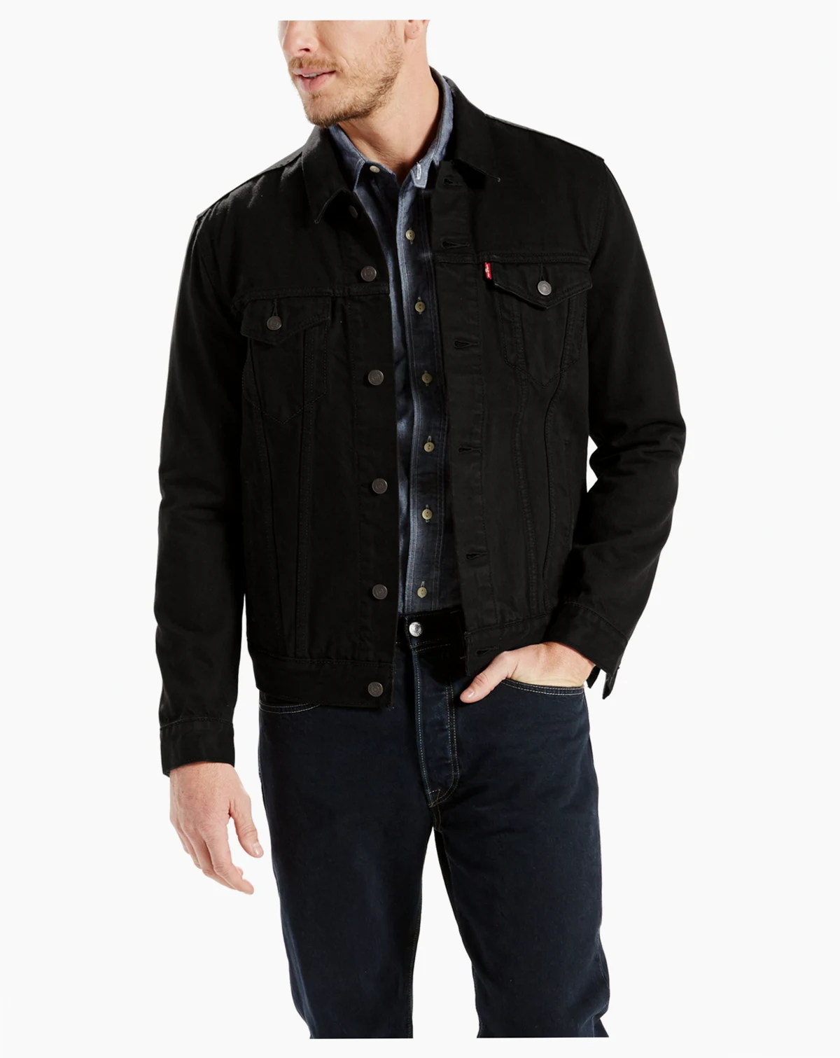 Men's Regular-Fit Stretch Denim Trucker Jacket