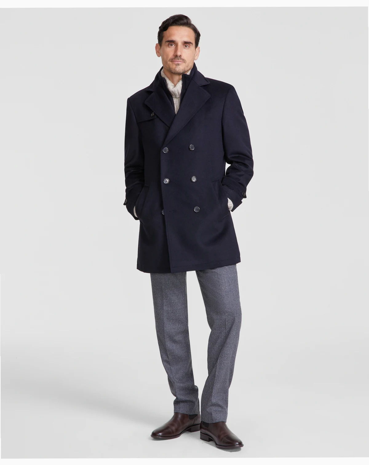 Men's Classic-Fit Wool Blend Solid Overcoat