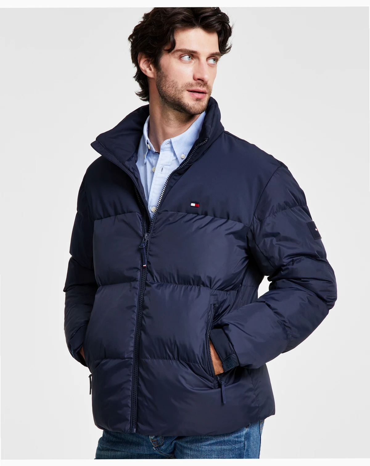 Men's Mixed-Media Puffer Jacket