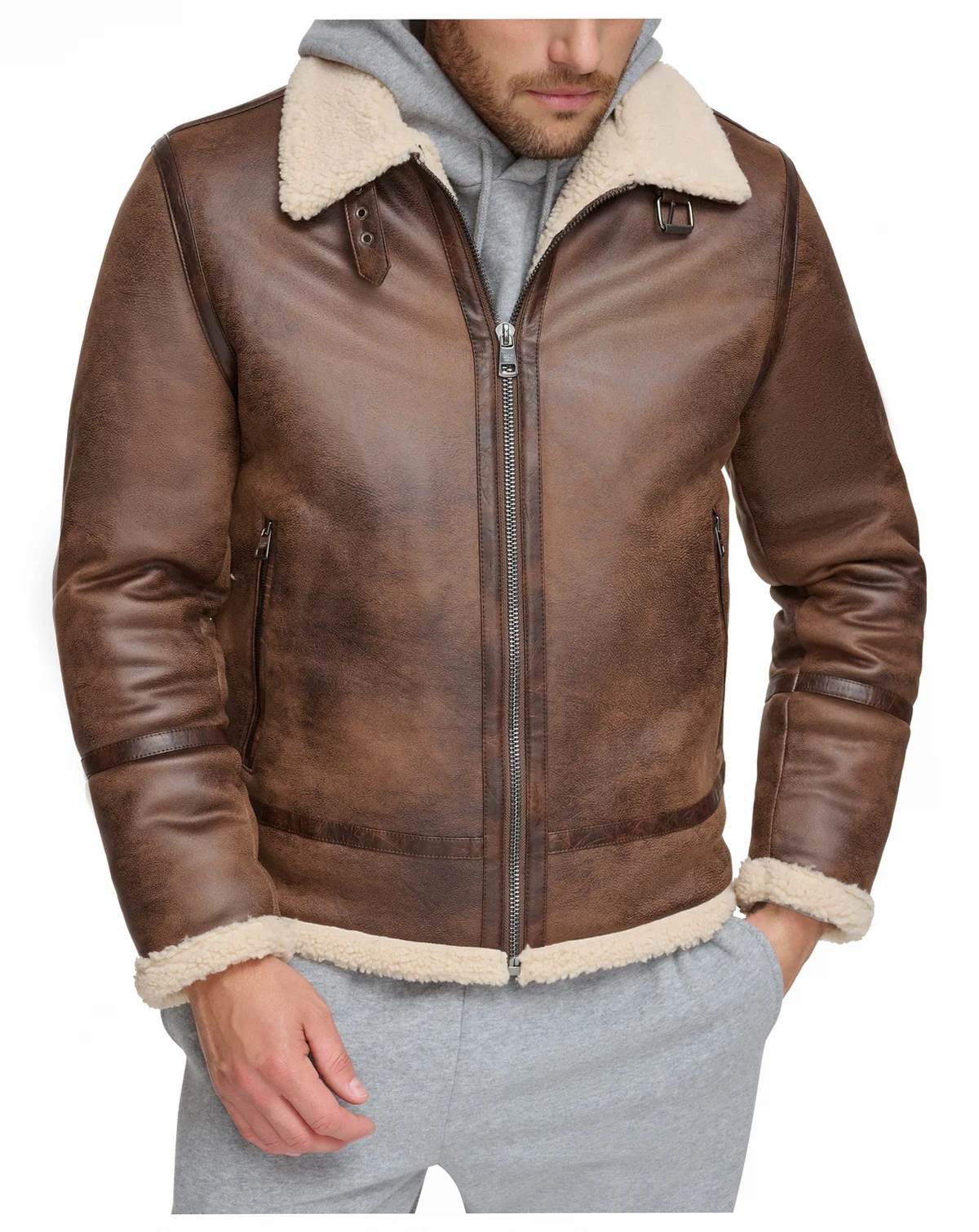 Men's Classic Faux Shearling B-3 Bomber Jacket