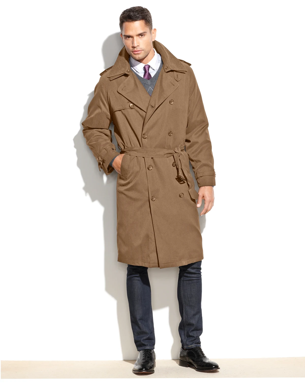 Men's Classic Fit Iconic Belted Trench Raincoat