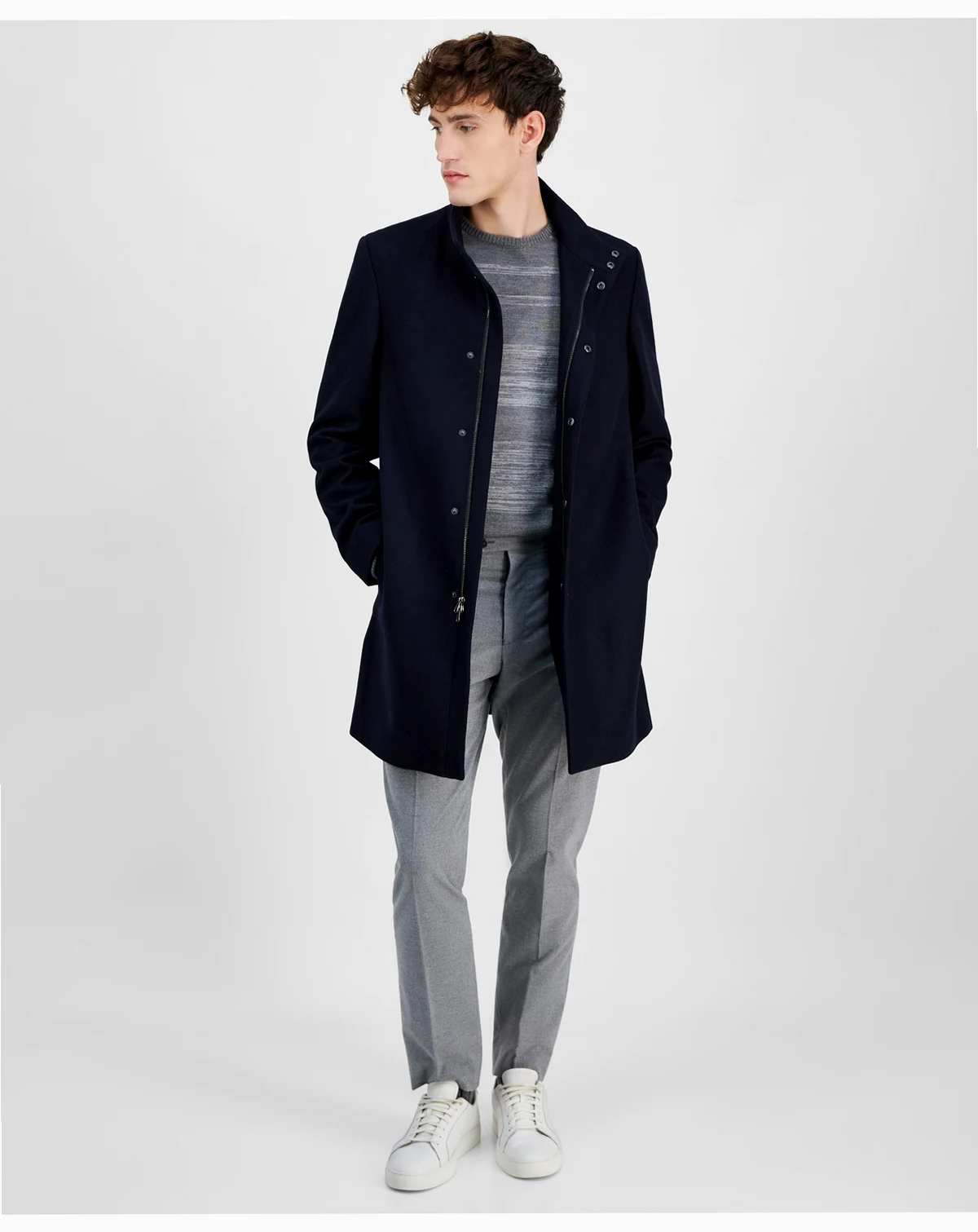 Men's Mayden Slim-Fit Wool Blend Overcoat