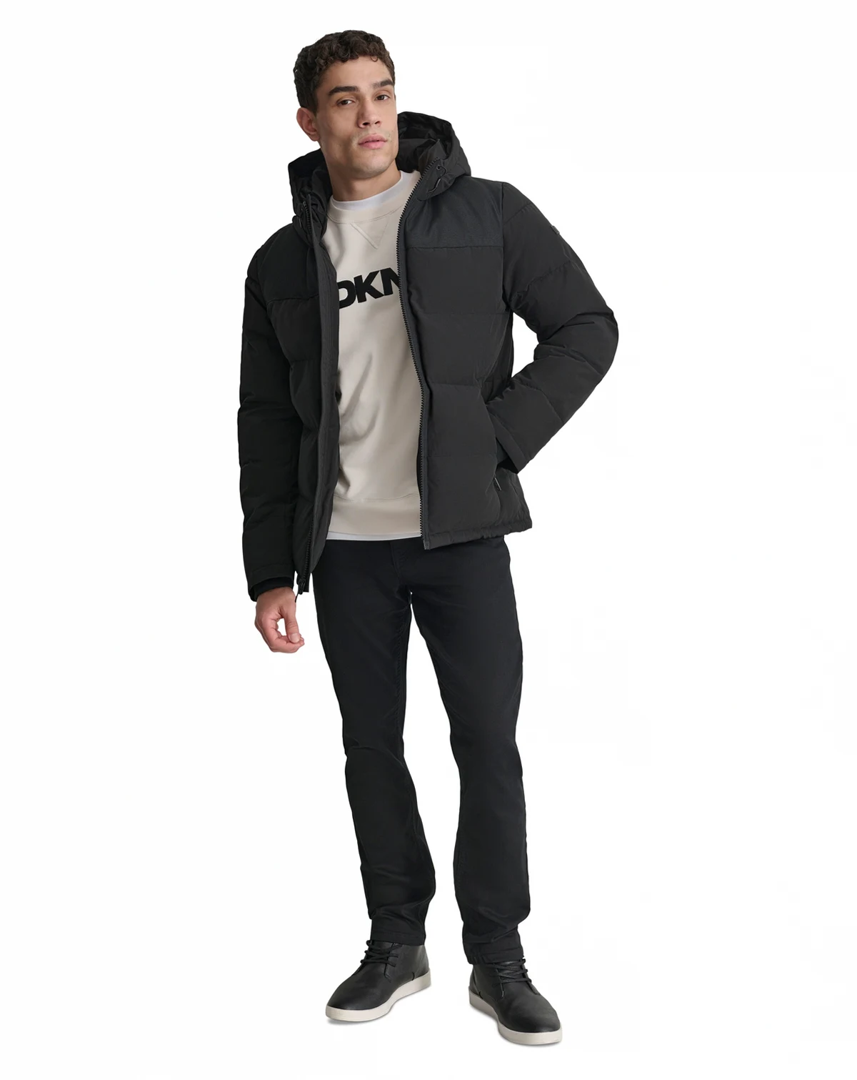 Men's Mixed-Media Puffer Coat, Created for Macy's