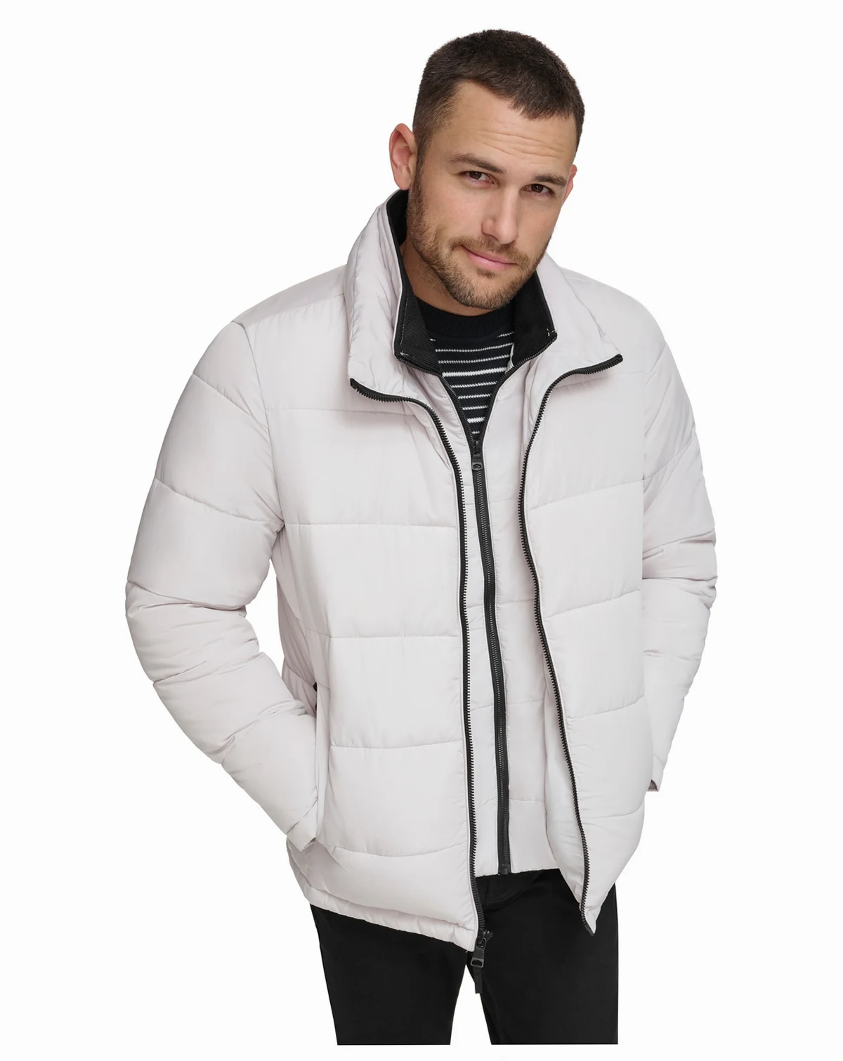 Men's Puffer With Set In Bib Detail, Created for Macy's