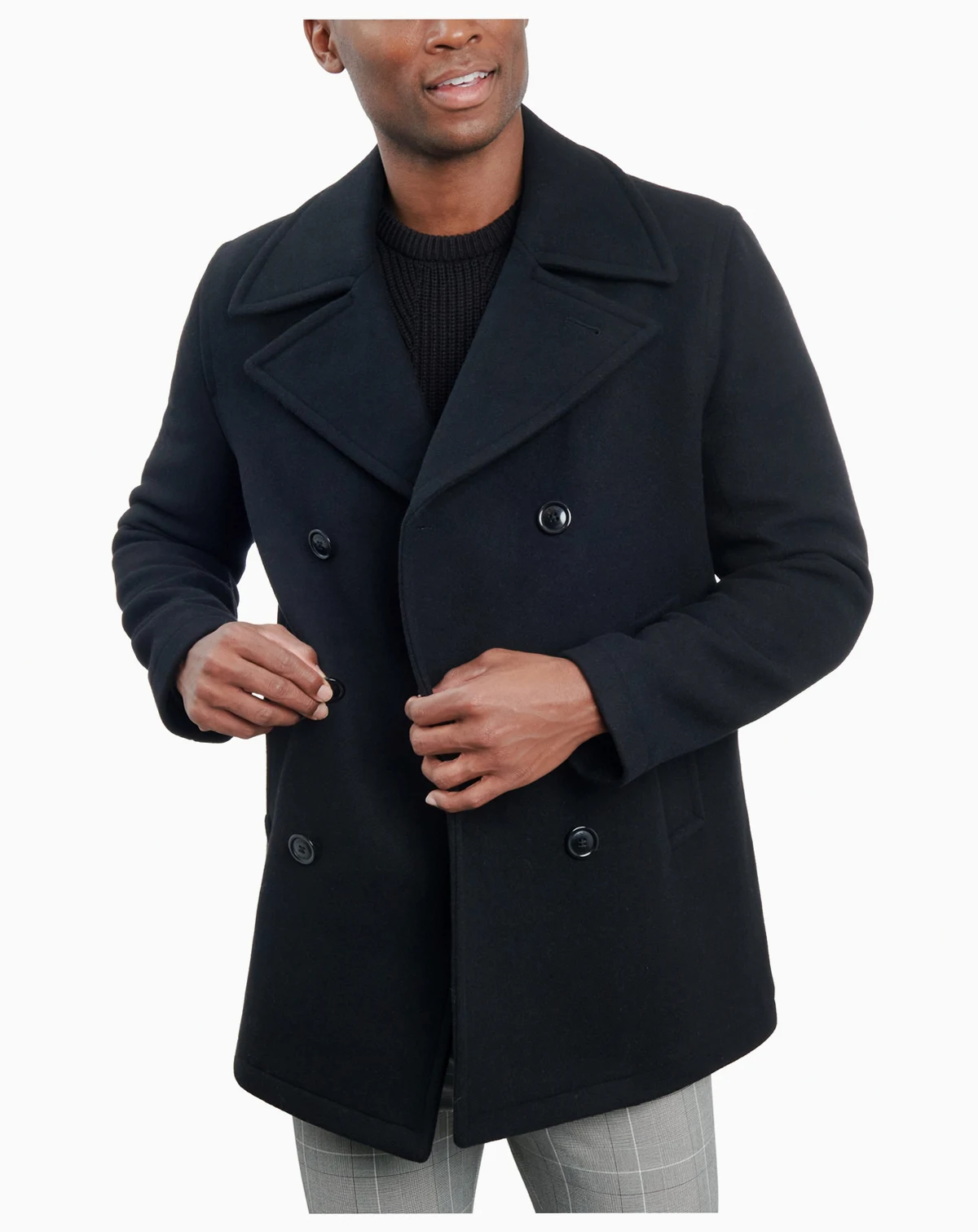 Men Double-Breasted Wool Blend Peacoat