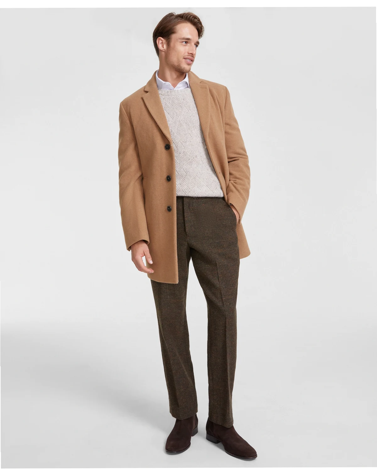 Men's Prosper Wool-Blend Slim Fit Overcoat