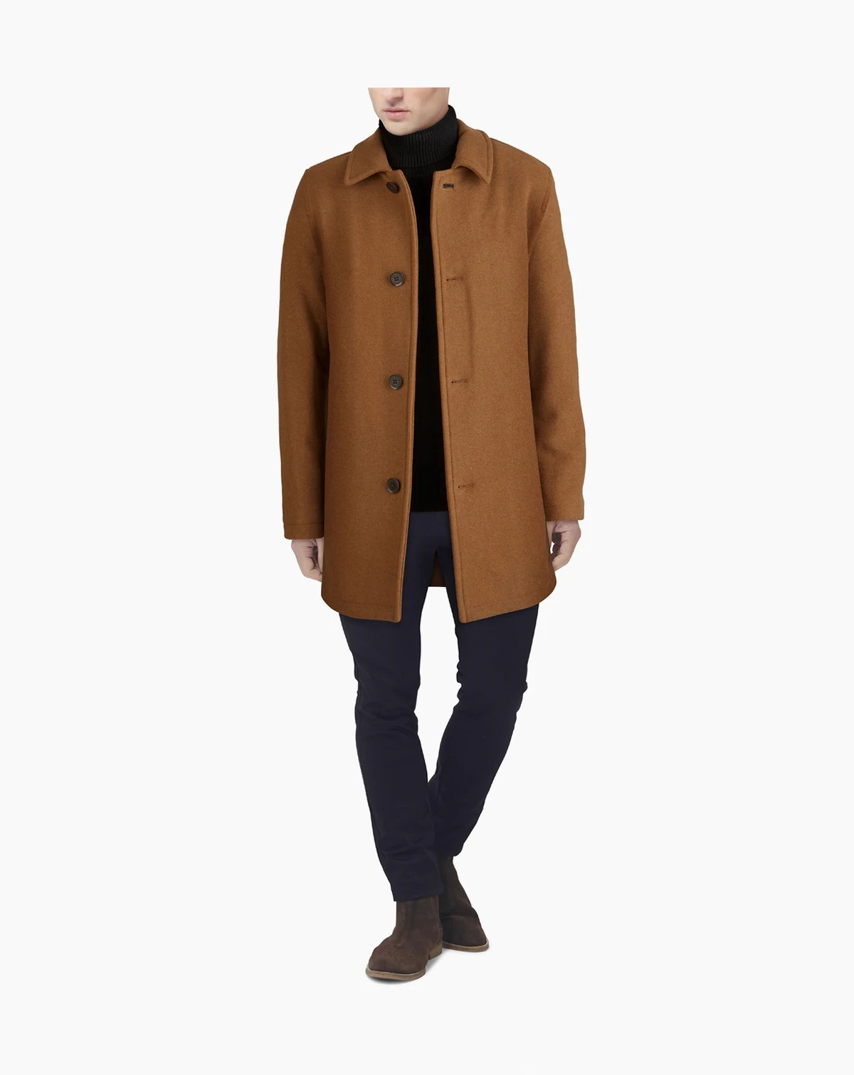 Men's Classic-Fit Car Coat with Faux-Leather Trim