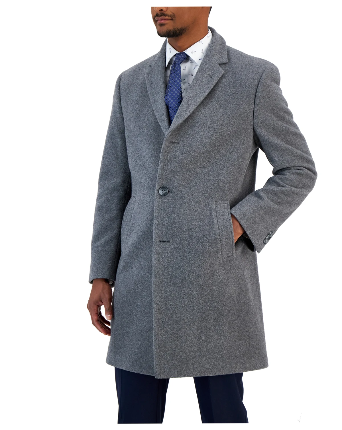 Men's Barge Classic Fit Wool/Cashmere Blend Solid Overcoat