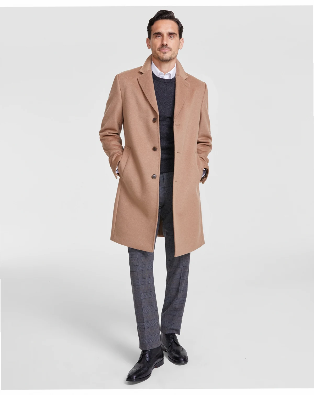 Men's Classic-Fit Wool Cashmere Blend Kavon Overcoat