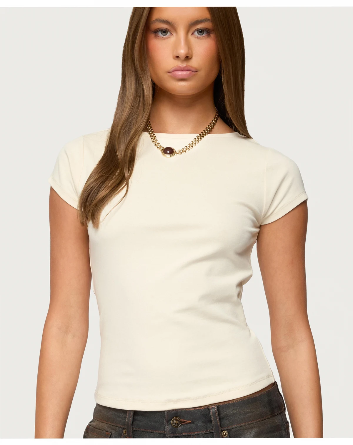 Women's Oliana Ribbed Boat Neck T Shirt