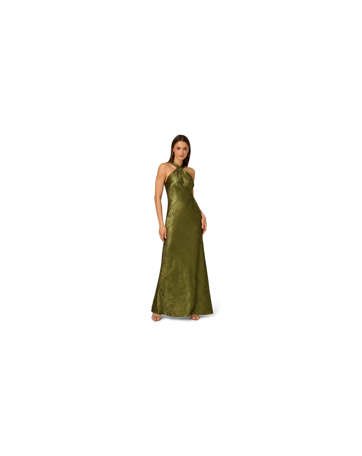 Women's Folied-Chiffon Halter Gown