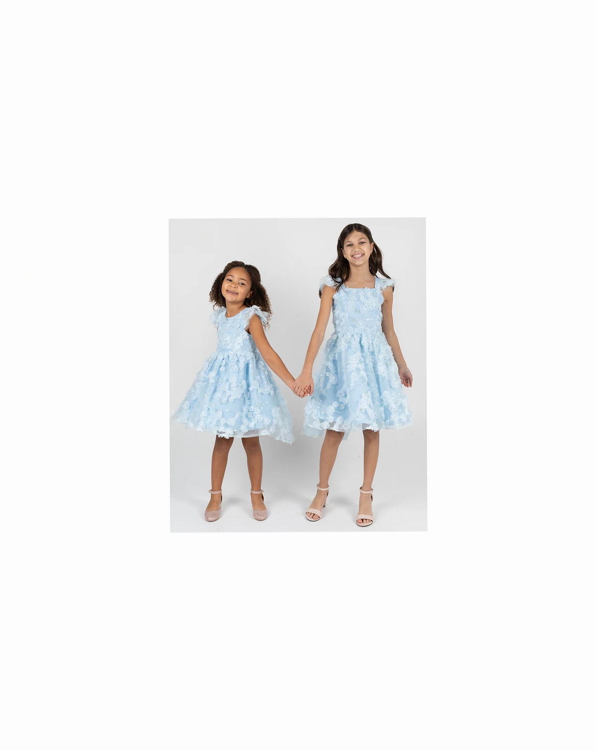 Girls' 2T-6X Rose Soutache Flutter Sleeve Dress