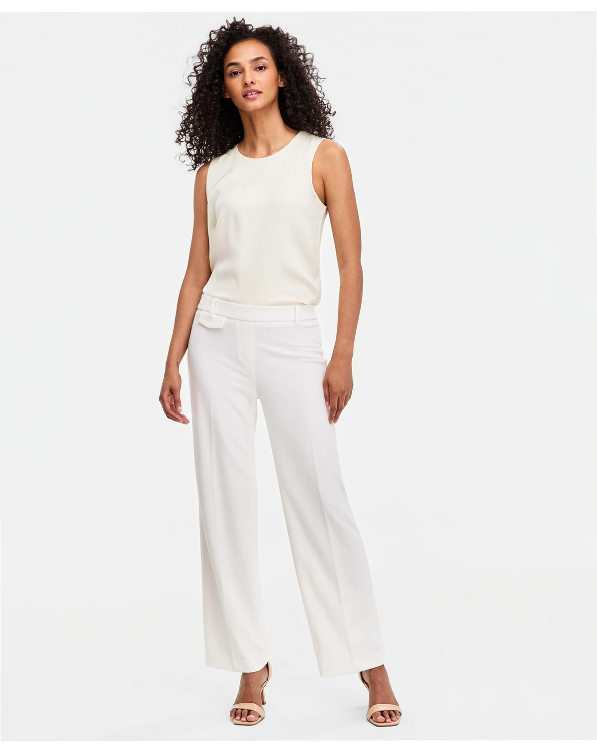 Petite High-Rise Wide-Leg Pull-On Pants