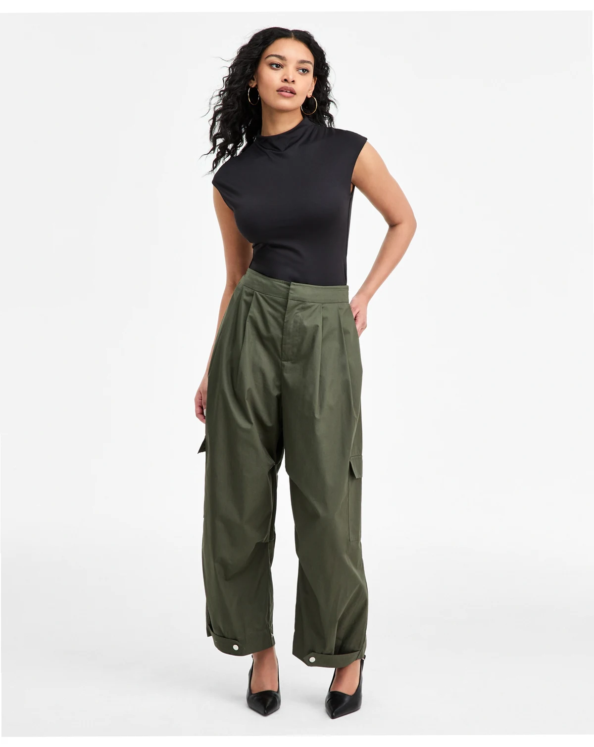 Women's Olive Barrel-Leg Pants, Macy's Exclusive