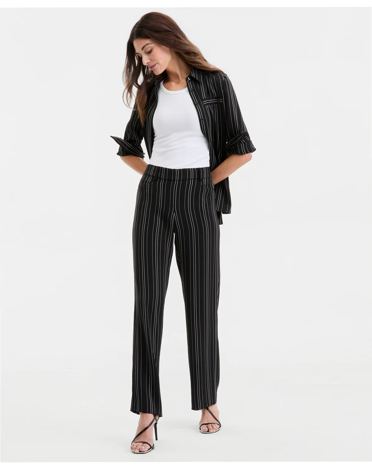 Women's Striped Pull-On Wide-Leg Pants