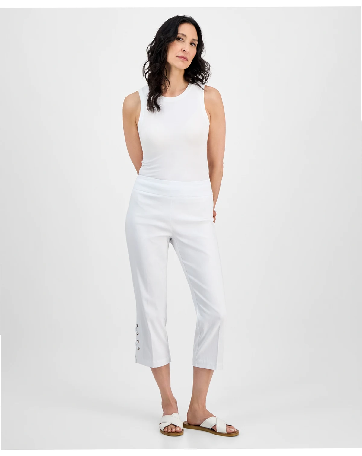 Women's Side Lace-Up Pull-On Capri Pants, Created for Macy's