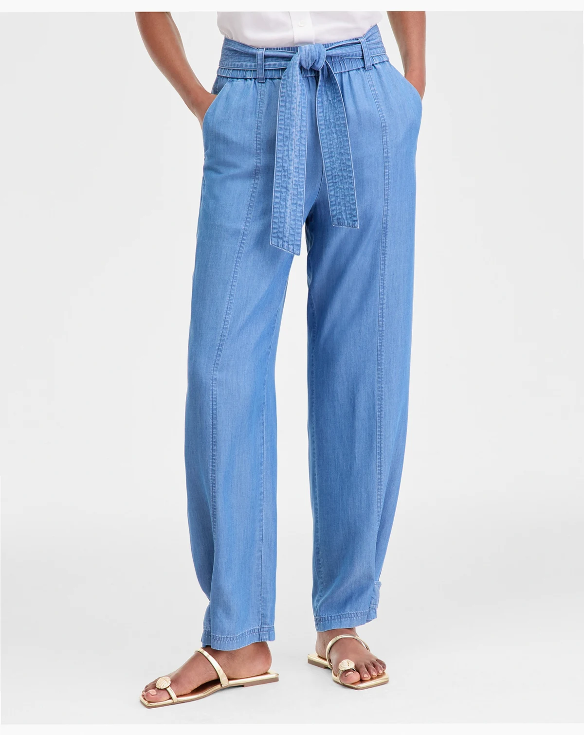 Women's Tie-Waist Chambray Pants, Macy's Exclusive