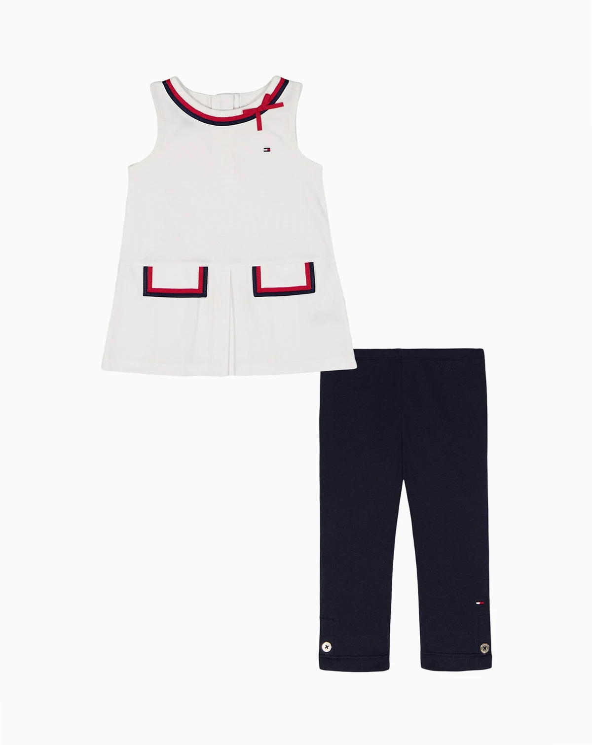 Girls' Toddler 2T-4T Pique Knit Sleeveless Tunic & Slit Capri Leggings, 2-Piece Set