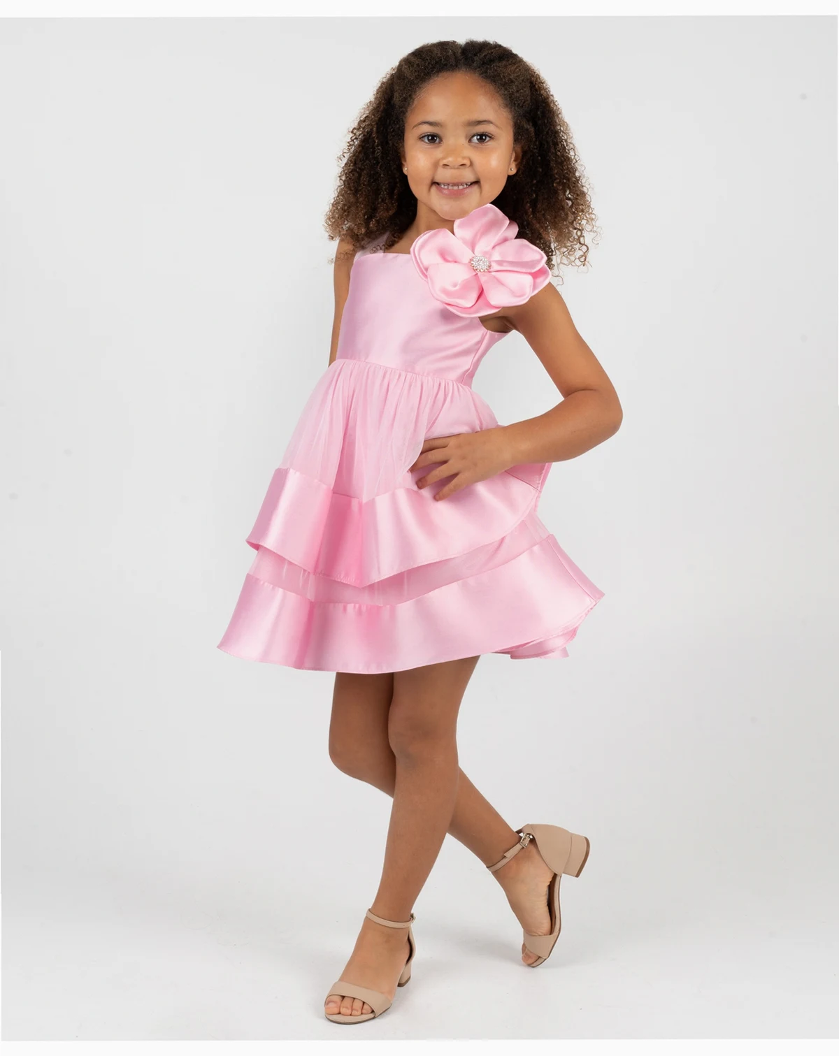 Girls' 2T-6X Mikado Sleeveless Mesh Skirt Dress