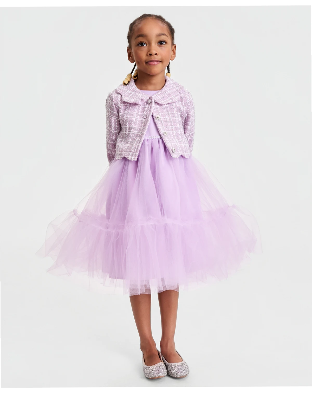 Girls' 2T-6X Boucle Jacket and Dress, 2-Piece Set