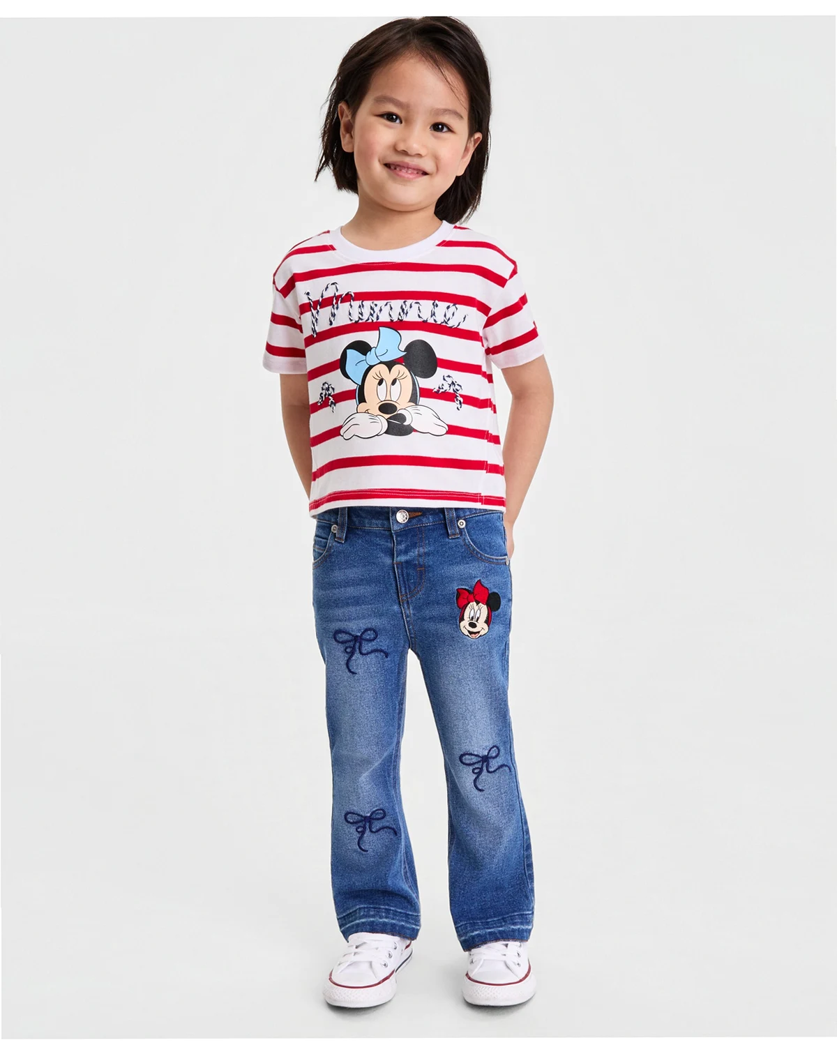 Girls' 2T-6X Minnie Mouse Short-Sleeve T-Shirt and Flare Denim Pants, 2-Piece Set