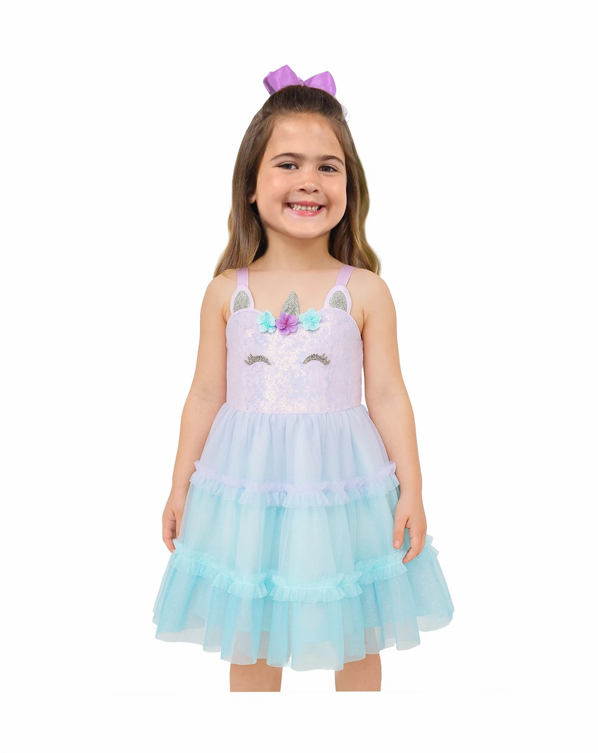 Girls' 2-6X Strappy Unicorn Sequin Dress