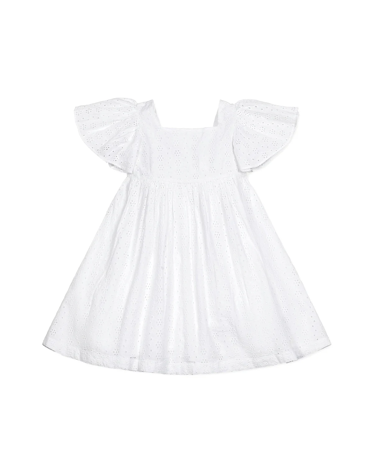 Girls' Flutter Sleeve Eyelet Empire Dress, Toddler